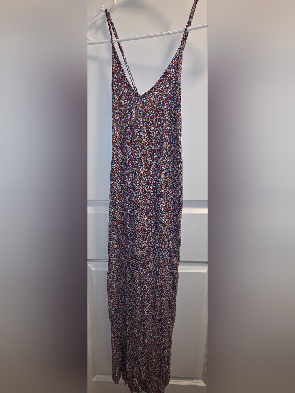 Old Navy Navy Maxi Skirt with Red, Yellow & White Floral Print